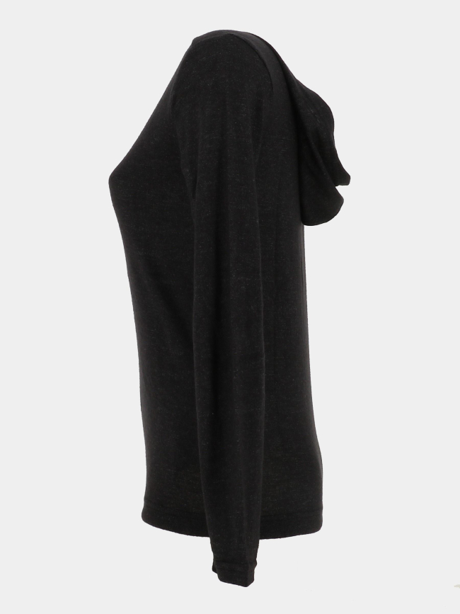 Pull en maille légère à capuche didos noir femme - Sun Valley
