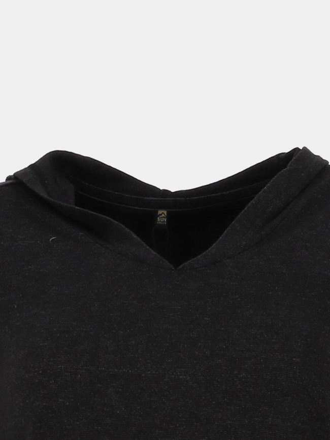 Pull en maille légère à capuche didos noir femme - Sun Valley