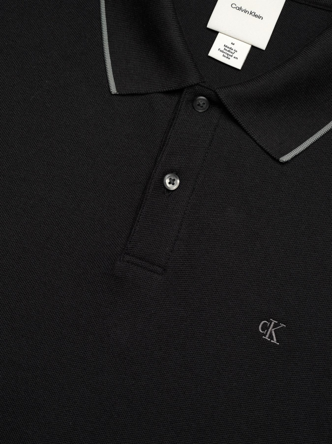 Polo refined piqué tipped noir homme - Calvin Klein