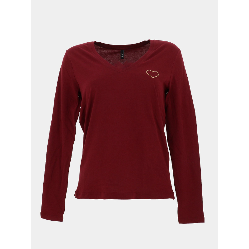 T-shirt col v noomi bordeaux femme - Only