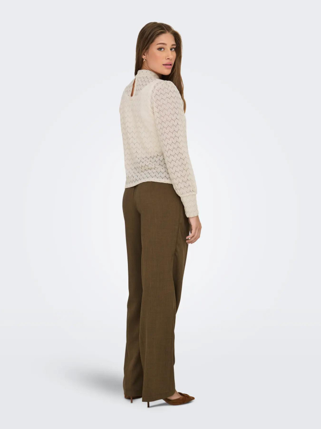 Top à manches longues en dentelle beige femme - JDY