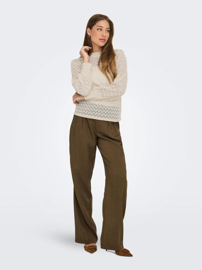 Top à manches longues en dentelle beige femme - JDY