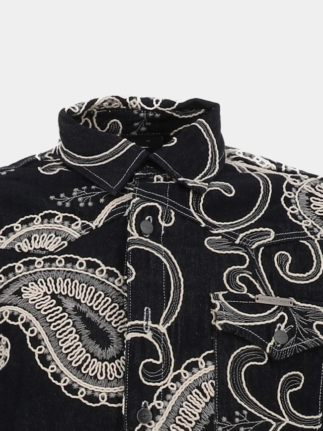 Chemise en denim épaisse à motif bleu nuit homme - Project X Paris