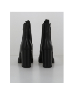 Bottines chelsea en cuir crantées à talon carré noir femme - Tommy Jeans