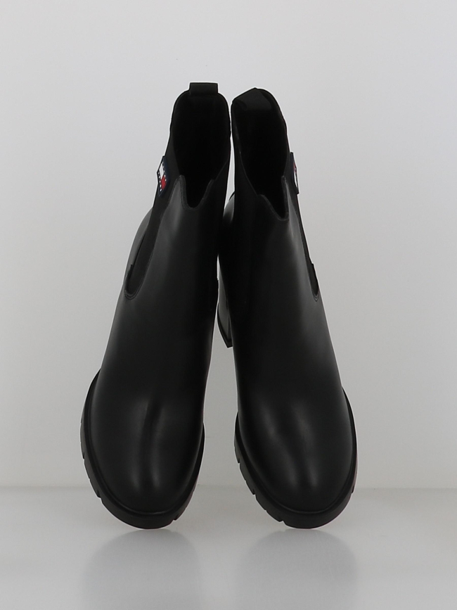 Bottines chelsea en cuir crantées à talon carré noir femme - Tommy Jeans