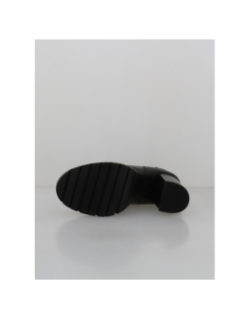 Bottines chelsea en cuir crantées à talon carré noir femme - Tommy Jeans