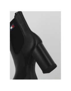 Bottines chelsea en cuir crantées à talon carré noir femme - Tommy Jeans