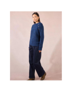 Pull en maille à boutons bleu marine femme - Molly Bracken