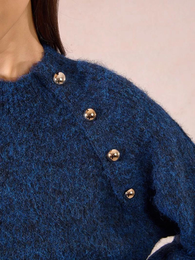 Pull en maille à boutons bleu marine femme - Molly Bracken