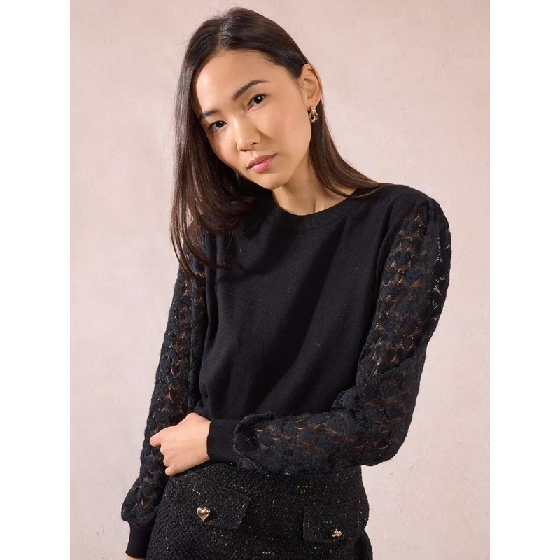 Pull en maille à manches fantaisies noir femme - Molly Bracken