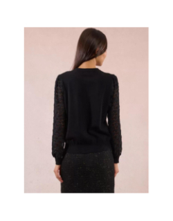 Pull en maille à manches fantaisies noir femme - Molly Bracken