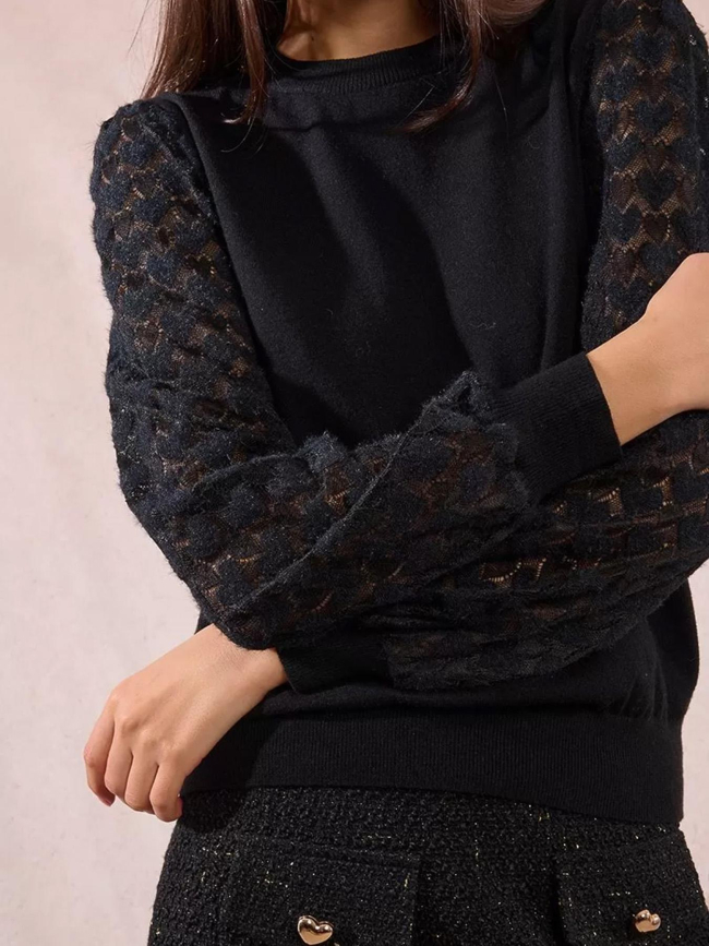 Pull en maille à manches fantaisies noir femme - Molly Bracken