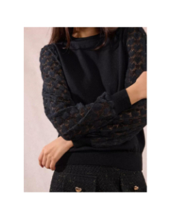 Pull en maille à manches fantaisies noir femme - Molly Bracken