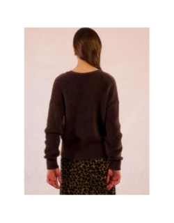 Pull à col en v dentelé marron femme - Molly Bracken