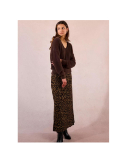 Pull à col en v dentelé marron femme - Molly Bracken