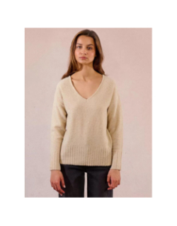 Pull droit en maille à sequins beige femme - Molly Bracken