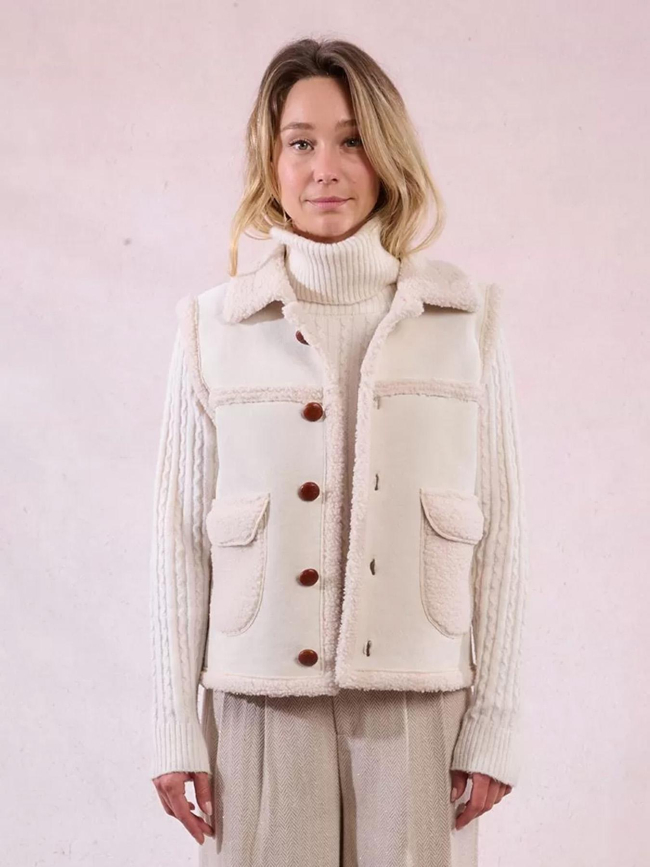 Veste sans manches imitation mouton beige femme - Molly Bracken