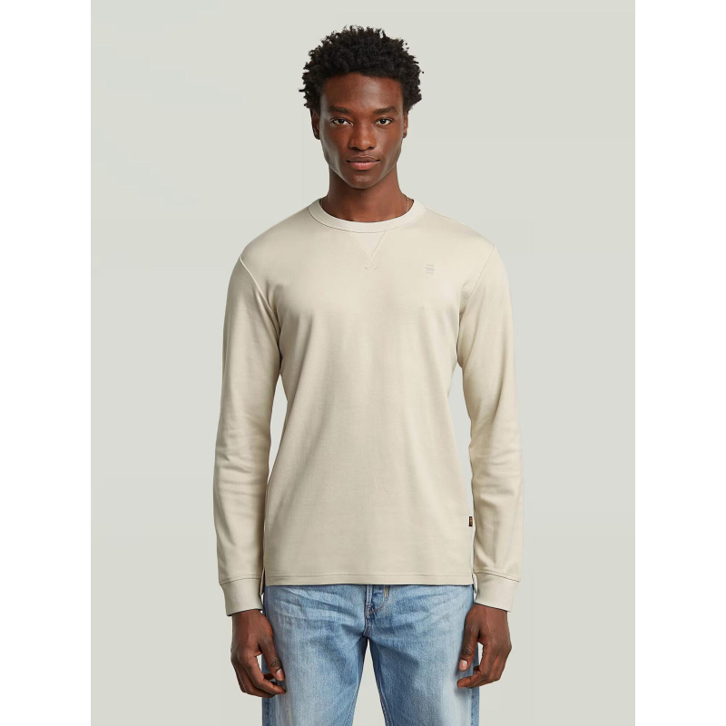 Sweat à col rond nifous beige homme - G Star