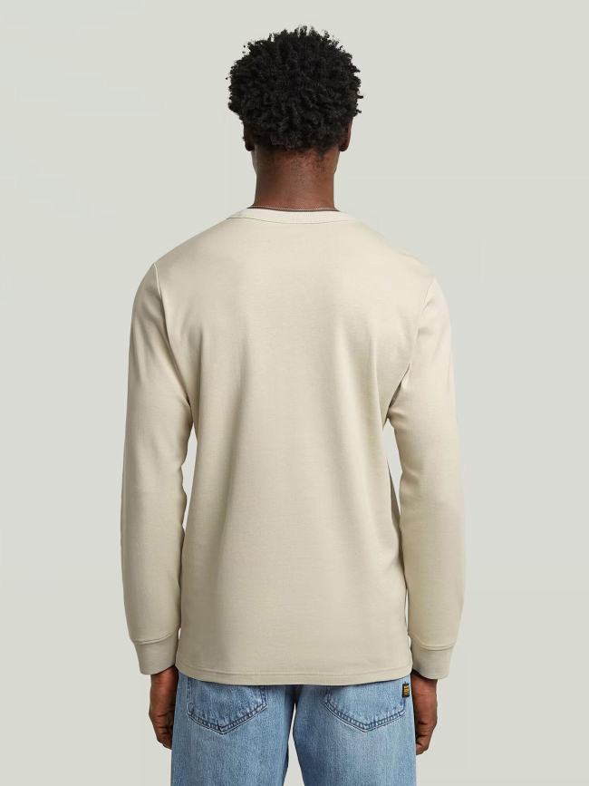 Sweat à col rond nifous beige homme - G Star