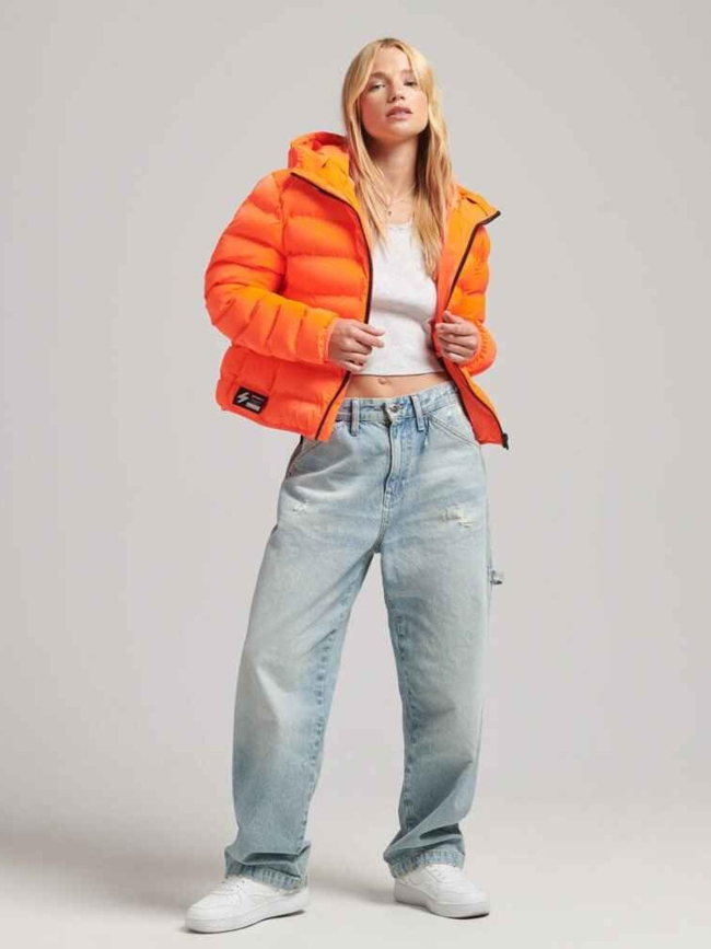 Veste matelassée code all seasons orange fluo femme - Superdry