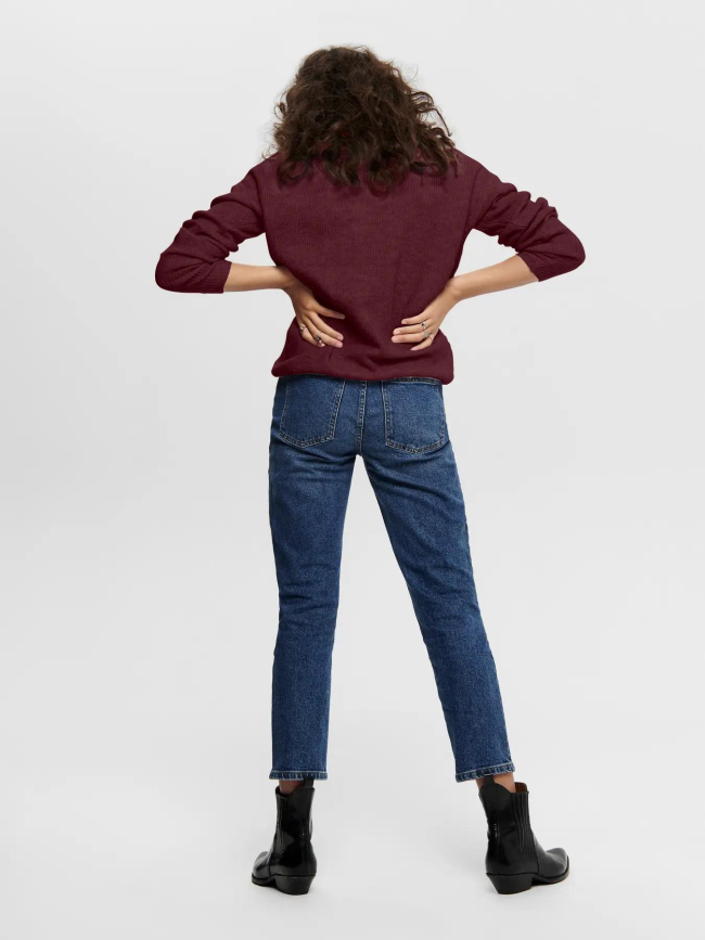 Pull col v camilla bordeaux femme - Only