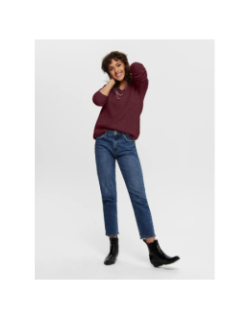 Pull col v camilla bordeaux femme - Only