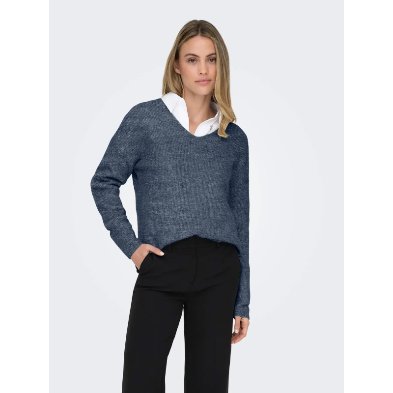 Pull col v camilla indigo bleu femme - Only