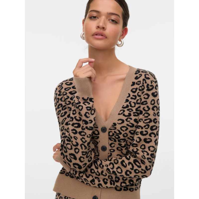 Gilet cardigan léopard nancy marron femme - Vero Moda