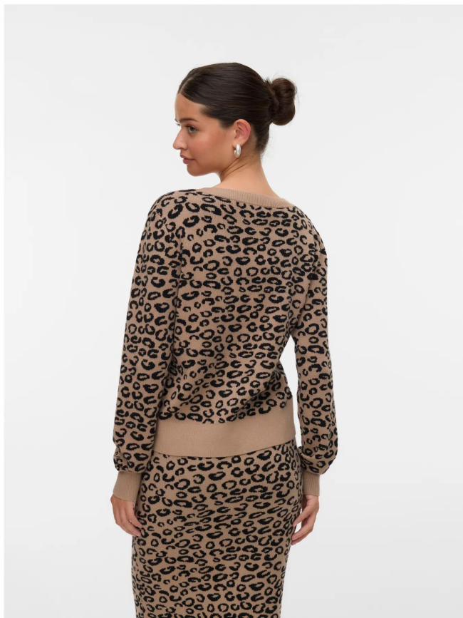Gilet cardigan léopard nancy marron femme - Vero Moda