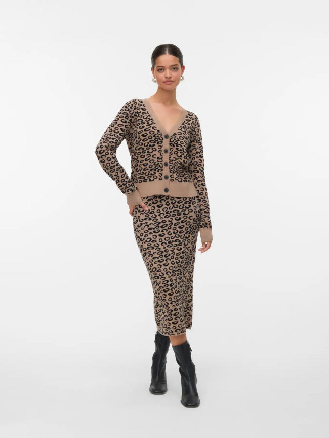 Gilet cardigan léopard nancy marron femme - Vero Moda