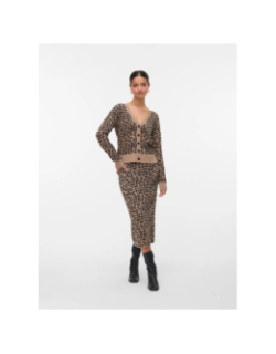 Gilet cardigan léopard nancy marron femme - Vero Moda