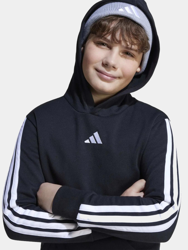 Sweat à capuche logo brodé noir enfant - Adidas