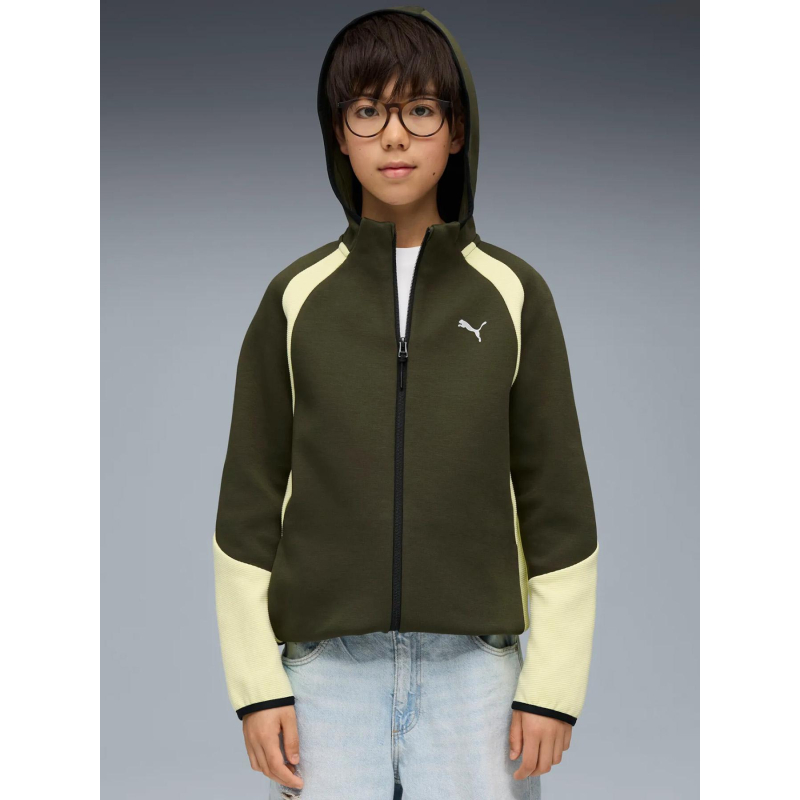 Veste de survêtement zipée à capuche evostripe vert enfant - Puma