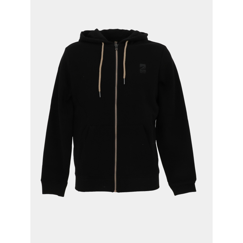 Sweat zippé à capuche logo noir homme - Sun Valley