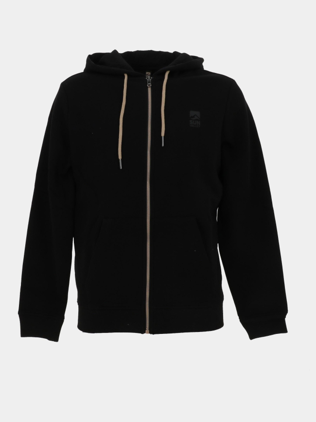 Sweat zippé à capuche logo noir homme - Sun Valley