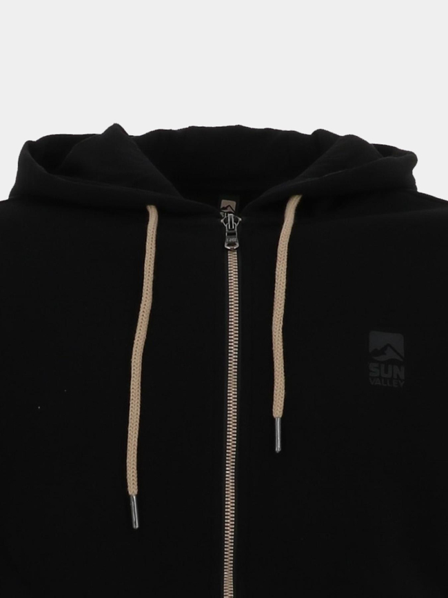 Sweat zippé à capuche logo noir homme - Sun Valley
