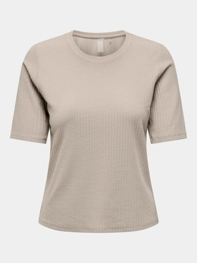 T-shirt côtelé regular seren beige femme - Only Play