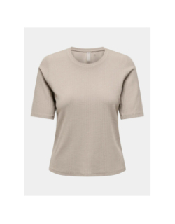 T-shirt côtelé regular seren beige femme - Only Play