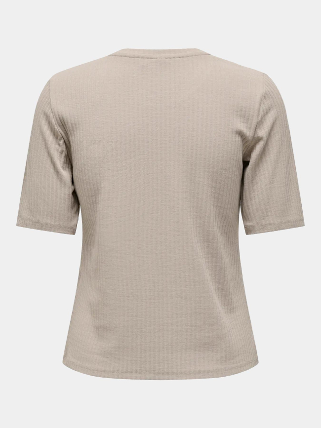 T-shirt côtelé regular seren beige femme - Only Play