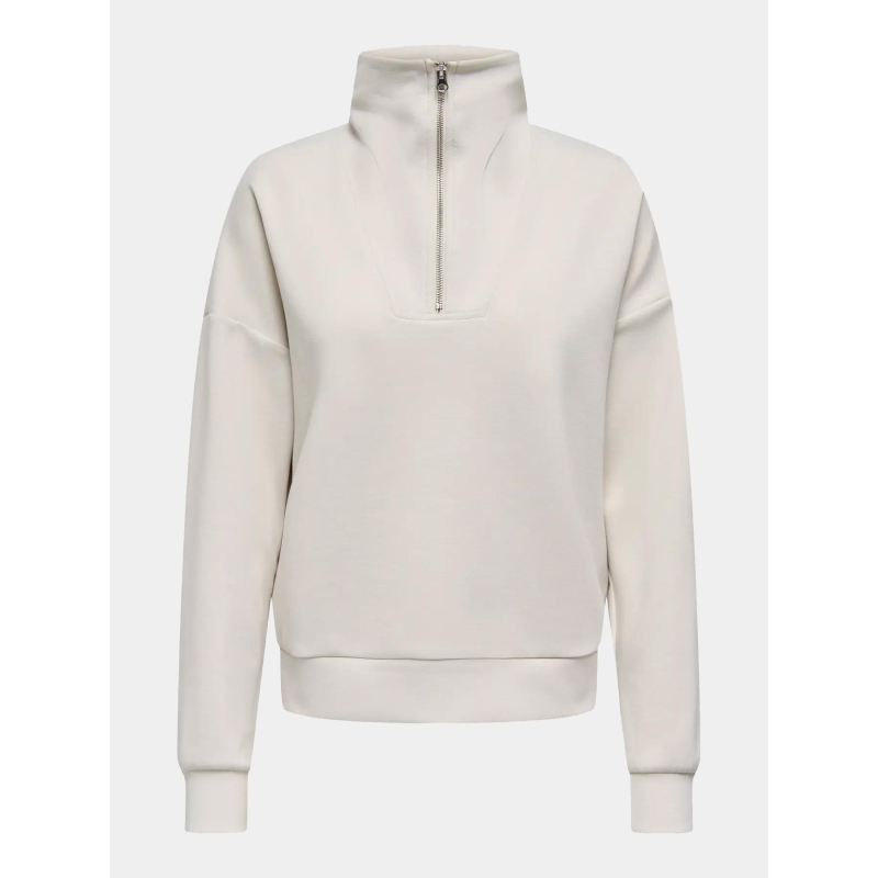 Sweat col zippé onplounge beige femme - Only Play