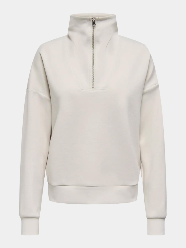 Sweat col zippé onplounge beige femme - Only Play