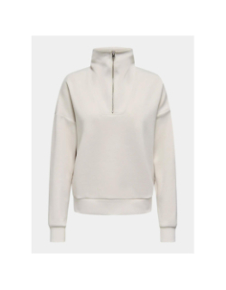Sweat col zippé onplounge beige femme - Only Play