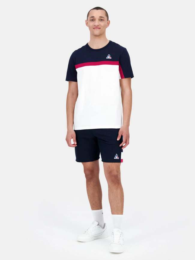 T-shirt tricolore n2 blanc bleu homme - Le Coq Sportif