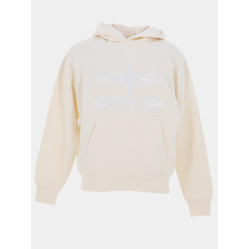 Sweat à capuche logo brodé polaris beige homme - Project X Paris