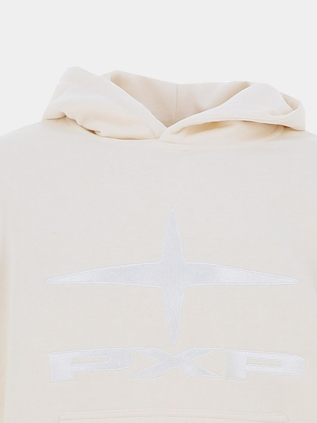 Sweat à capuche logo brodé polaris beige homme - Project X Paris