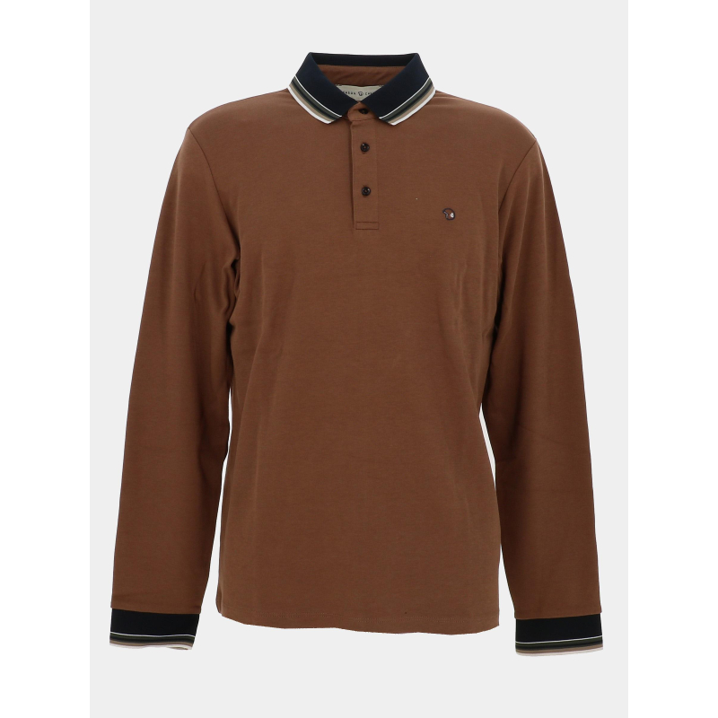 Polo manches longues gavroch marron homme - Benson & Cherry
