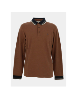 Polo manches longues gavroch marron homme - Benson & Cherry
