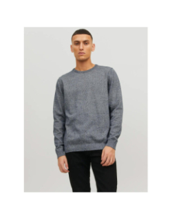 Pull basic col rond chiné bleu marine homme - Jack & Jones