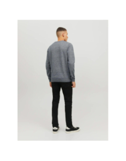 Pull basic col rond chiné bleu marine homme - Jack & Jones