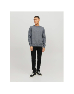 Pull basic col rond chiné bleu marine homme - Jack & Jones